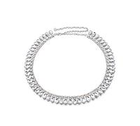 Trimming Shop Chaîne de taille en argent pour femme de 13 mm de large avec strass et fermoir à crochet, accessoire de mode pour tenue décontractée et de fête, 121,9 cm