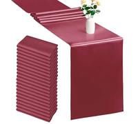 Trimming Shop Chemin de table bordeaux pour table à manger 27,9 x 274,3 cm en satin soie sans plis Chemin de table en satin élégant pour mariage, dîner et décorations de fête (lot de 20)