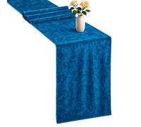Trimming Shop Chemin de table en velours écrasé doux lavable à paillettes pour mariage, banquet, cuisine, anniversaire, vacances, dîner - 33 x 274 cm - Bleu roi