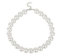 Trimming Shop Collier de perles synthétiques blanches de 18 mm - Élégant collier vintage des années 1920 Gatsby le Magnifique 45 cm, collier ras du cou lâche, bijou en perles d'imitation pour femme