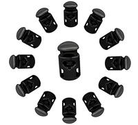 Trimming Shop Cordon de serrage bloqueur de cordon avec bouton à trou unique et boutons poussoirs larges pour sacs, lacets, paracorde, vestes, noir, Noir , 28mm x 15mm