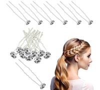 Trimming Shop Cristal Swarovski Épingles à Cheveux Design Fleur pour Femmes Accessoire Mode, Mariage, Nuptial Accessoires, Fête, Acier Inoxydable & Plaqué Argent - Transparent, 5pcs