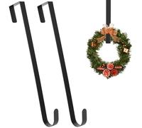 Trimming Shop Crochet de porte en métal noir de 38,1 cm pour couronne - Lot de 2 - Crochets au-dessus de la porte pour couronnes, décorations de Noël pour l’entrée, décoration de porte d’entrée pour