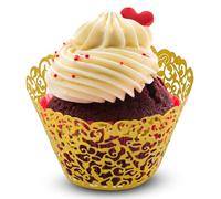 Trimming Shop Doré Cupcake D 'em Ballage Papier Muffin Support Tasses, Gâteau Tasses Dentelle Coupe Doublure Cuisson Tasse, Mini Revêtements pour Anniversaires, Mariages, Événements Spéciaux, 25pcs
