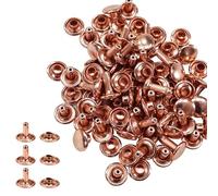 Trimming Shop Double Capuchon Rivets Cuir Rivets Tubulaire Métal Clous pour DIY Travail du Cuir, Vêtements Réparation & Pièce de Rechange, Sac à Main, Ceintures, 10mm x 9mm, Or Rose, 100 Ensembles