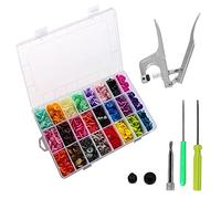 Trimming Shop Ensemble de 360 Boutons Pression en Plastique avec Mousqueton, Boutons Pression T3, 24 Couleurs de Boutons Pression avec boîte de Rangement Transparente