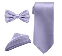 Trimming Shop Ensemble de cravates pour homme, nœud papillon et carré de poche, cravate élégante en satin pour tenue décontractée et formelle, réunions