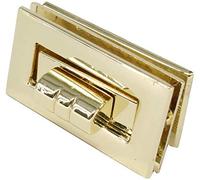 Trimming Shop Fermoir rectangulaire avec verrouillage rotatif pour sac à main en cuir, fermeture de remplacement pour sac à bandoulière en cuir fait main, accessoire, Or, 22 mm x 40 mm, lot de 2