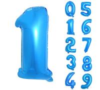 Trimming Shop Feuille de 16 "Ballons en Aluminium, Numéro 1 Ballon, Self Scellant Ballons d'hélium pour Anniversaire, Mariage, Fournitures de fête, Décoration, Feuille de Ballons pour fêtes, Bleu