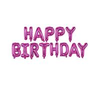 Trimming Shop Guirlande Ballons Papier Aluminium 13 Lettres "Happy Birthday" 41 cm Avec Paille de Gonflage Incluse Pour Décoration et Fournitures Fête Anniversaire , Aluminium, rose vif, 16"