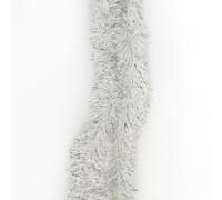 Trimming Shop Guirlande de Noël argentée et blanche de 2 m, guirlande de sapin de Noël brillante métallique fine torsadée pour fête festive, célébration de vacances, décorations à suspendre intérieur