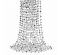Trimming Shop Guirlande de perles métalliques de Noël 9 m - Perle brillante argentée de 7,5 mm pour décorations de sapin de Noël, bricolages, création de bijoux et décoration festive, 1 pièce
