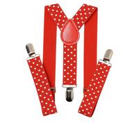Trimming Shop Hommes Bretelles Avec Résistant Fort Métal Clips Réglable Y Style Bretelles Pantalon Bretelles 2.5cm Large Élastique, Accessoire Mode pour Mariage Fête - rouge avec du Blanc Points, 25mm