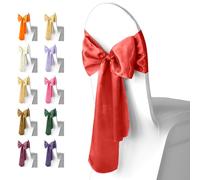 Trimming Shop Housse de Chaise de Mariage avec Ceinture en Satin, Bande Plus Large, nœuds Plus Amples, Ruban pour réception, Anniversaire, 7 x 108 Pouces (18 x 274 cm), Rouge, 1 pièce