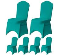 Trimming Shop Housse de Chaise en Spandex Tissu Extensible Housse de Protection Amovible et Lavable pour Mariages Banquets Cérémonie Hôtel Dining Parties Décor, Turquoise 8pcs