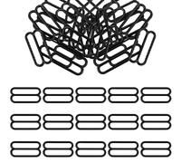 Trimming Shop KAM Lot de 100 boucles de réglage en plastique pour sangle de soutien-gorge - Tri-glide - Noir - pour maillots de bain, hauts, 20 mm