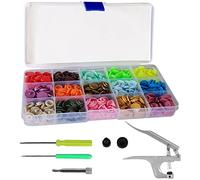 Trimming Shop KAM Pince à Pression T3 en Plastique sans Couture pour Outils à Main pour vêtements en Laine et 150 pièces (15 Couleurs Assorties), Métal et Plastique., Multicolore, T3 (Size 16)…