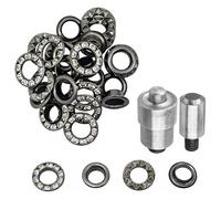 Trimming Shop Kit de 50 œillets en strass gris acier de 6 mm avec rondelles et matrice de réglage pour presse manuelle à la machine, œillets en strass pour sacs, ceintures, vestes, maroquinerie