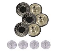 Trimming Shop Lot de 10 boutons de rechange de 25 mm - Fermeture durable - Sans couture - Avec rivets à l'arrière - Pour jeans, vestes, jupes - Gris métallisé
