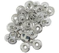 Trimming Shop Lot de 10 boutons pression à ressort S de 15 mm, 4 parties, boutons pression métalliques durables et légers pour vestes, maroquinerie, couture de vêtements, sacs, argent, 10 pièces