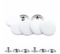 Trimming Shop Lot de 10 boutons-pression blancs en 4 parties, durables et légers, pour vêtements, sacs, maroquinerie, accessoires de mode, projets d'artisanat, 15 mm