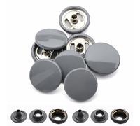Trimming Shop Lot de 10 boutons-pression en 4 parties, durables et légers, gris de 15 mm, pour jeans, cuir, projets de couture, réparation de vêtements