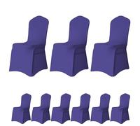 Trimming Shop Lot de 10 housses de chaise en élasthanne violet en tissu extensible, amovible et lavable pour décoration de mariage, banquet, cérémonie, hôtel, salle à manger, fête