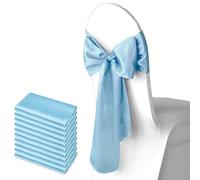 Trimming Shop Lot de 10 nœuds de chaise en satin pour décoration de fête, mariage, anniversaire, Noël, événement - 17,8 x 274,3 cm - Bleu layette