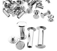 Trimming Shop Lot de 10 rivets à vis Chicago à tête plate en laiton durable et résistant pour reliure de livres, arts, artisanat, artisanat, artisanat, décoration, argent, 10 mm x 20 mm, 10 mm