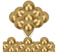 Trimming Shop Lot de 100 ballons en latex brillant à l'hélium pour anniversaire, mariage, fiançailles, fête prénatale, décorations de Noël - 12,7 cm - Doré