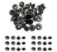 Trimming Shop Lot de 100 boutons pression à ressort S 15 mm, 4 parties, boutons pression métalliques durables et légers pour vestes, maroquinerie, couture, vêtements, sacs à main, noir métallisé, 100
