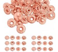 Trimming Shop Lot de 100 boutons pression à ressort S de 15 mm, 4 parties, boutons pression métalliques durables et légers pour vestes, maroquinerie, couture, maroquinerie en cuir DIY, or rose