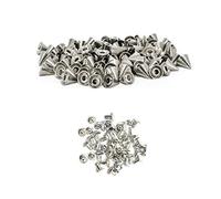 Trimming Shop Lot de 100 clous coniques en plastique avec base pour loisirs créatifs du cuir, vêtements, veste, accessoire punk et gothique (13 mm x 7 mm, argent, 100 pièces)
