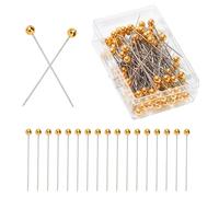 Trimming Shop Lot de 100 épingles à Coudre à tête Ronde dorée de 40 mm pour Couture, matelassage, Bijoux et travaux manuels - Épingles Droites pour projets de matelassage et de Couture, épingles en