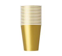 Trimming Shop Lot de 14 gobelets en Carton jetables de qualité supérieure - 10 oz - Doré - Vaisselle de fête jetable pour Repas d'intérieur, extérieur, Anniversaire, Mariage, Barbecue, fête de Jardin