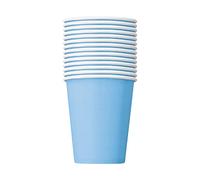Trimming Shop Lot de 14 gobelets jetables en Carton de qualité supérieure, 266 ML, Bleu poudré, pour l'intérieur, l'extérieur Les dîners Anniversaires