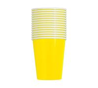 Trimming Shop Lot de 14 gobelets jetables en Carton de qualité supérieure - Jaune Fluo - pour l'intérieur, l'extérieur, Les dîners - 266 ML