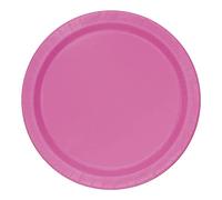 Trimming Shop Lot de 16 Assiettes à Dessert Rondes Robustes de 22,9 cm, Rose Vif, Assiettes jetables de 23 cm, Vaisselle en Papier sur Le thème de la Couleur pour barbecues,