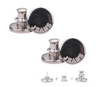 Trimming Shop Lot de 2 boutons de rechange pour jeans - 17 mm - Ajustement instantané - Sans outil - Amovibles - Pour jeans, vestes, jeans - Imprimé argenté
