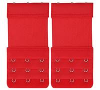 Trimming Shop Lot de 2 rallonges de soutien-gorge à 3 crochets, 3 rangées, 56 mm de large, douces et confortables, réglables pour femme, pour maternité, allaitement, usage quotidien, rouge