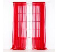 Trimming Shop Lot de 2 voilages semi-transparents avec fente sur le dessus pour fenêtre et porte, pour chambre à coucher, cuisine et salon Rouge 142 x 229 cm