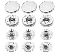 Trimming Shop Lot de 20 boutons pression à ressort en 4 parties, sans couture en métal pour vestes, jeans, artisanat du cuir, sangles et projets de couture, réparation de vêtements Argenté 15 mm