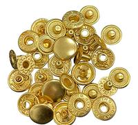 Trimming Shop Lot de 20 boutons pression à ressort en S de 15 mm, durables et légers, en métal pour vestes, loisirs créatifs, couture, vêtements, sacs à main, doré