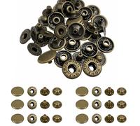 Trimming Shop Lot de 20 boutons pression en métal S à ressort de 15 mm, 4 parties, boutons pression robustes et légers pour vestes, maroquinerie DIY, vêtements à coudre, sacs à main, bronze