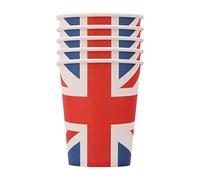 Trimming Shop Lot de 20 gobelets en carton jetables Union Jack de 266 ml, fournitures de fête britannique, vaisselle pour fête nationale, barbecue, fête de rue, pub, événements à thème royal