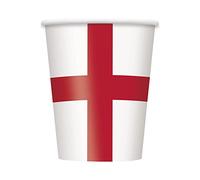 Trimming Shop Lot de 20 gobelets jetables en carton de 266 ml pour fête d'Angleterre - Vaisselle, fête de rue de la Saint-George, décoration d'événements, journée nationale du sport d'Angleterre