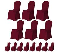 Trimming Shop Lot de 20 housses de chaise bordeaux en élasthanne avec devant en tissu extensible, amovible et lavable pour décoration de mariage, banquet, cérémonie, hôtel, salle à manger, fête