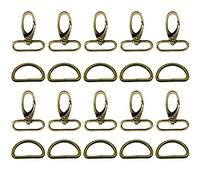 Trimming Shop Lot de 20 mousquetons pivotants en métal et Anneau en D pour Sangles de Sangle, Sac à Dos, Sangles de Fixation, Accessoires de Sac, Accessoires de Bricolage 32mm Bronze