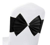 Trimming Shop Lot de 20 nœuds de chaise noirs en élasthanne élastique avec boucle coulissante, larges nœuds pré-noués pour mariage, anniversaire, fête prénatale, événement, salon, décoration de fête