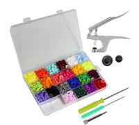 Trimming Shop Lot de 220 boutons-pression en plastique avec pince à pression, kit de démarrage T5 sans couture KAM 22 boutons pression de couleur avec boîte de rangement transparente pour vêtements en